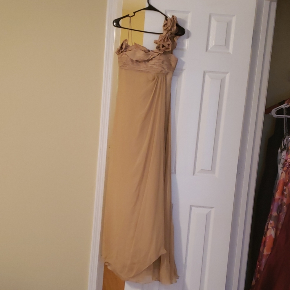 Nude one shoulder prom/bridesmaid dress